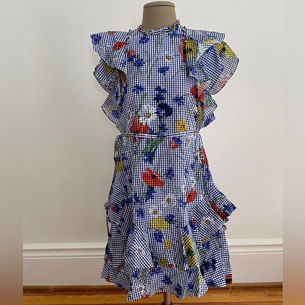 Lela Rose Floral Flutter Sleeve Dress